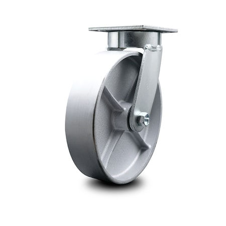 Service Caster 8 Inch Kingpinless Semi Steel Wheel Swivel Top Plate Caster SCC-KP30S820-SSR